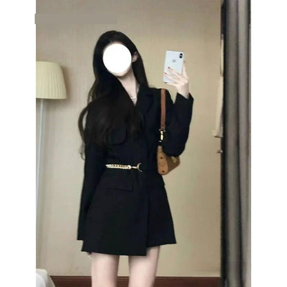 Womens Versatile Black Suit Dress For Fashion